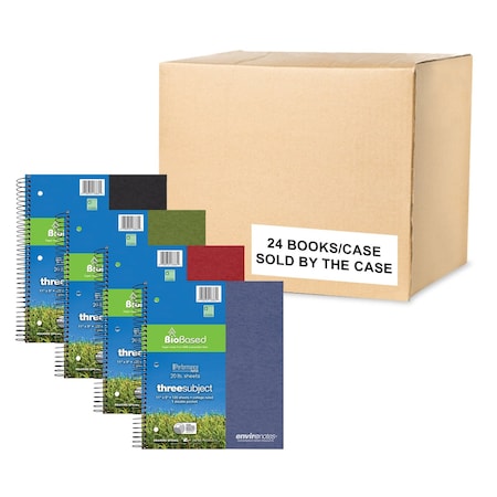 Roaring Spring Subject 1 Pkt Wirebound Notebooks, 11"x9", 120 sht, Asstd Covers, College Ruled w/Margin, PK24 13365cs