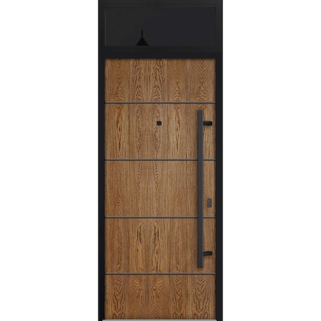 Vdomdoors Steel Door Deux 6683 Natural Oak Transom Window Sidelite Entry Door Painted W36xH80+16 Left hand In DEUX6683EXD-OAK-W36 X H80+16-LH-I