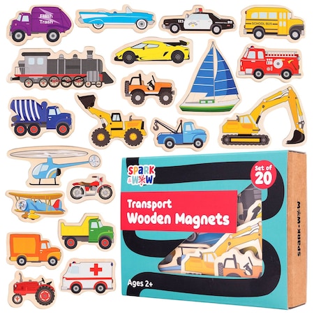 Spark & Wow Wooden Magnets, Transport, 20-Piece Set SW400025