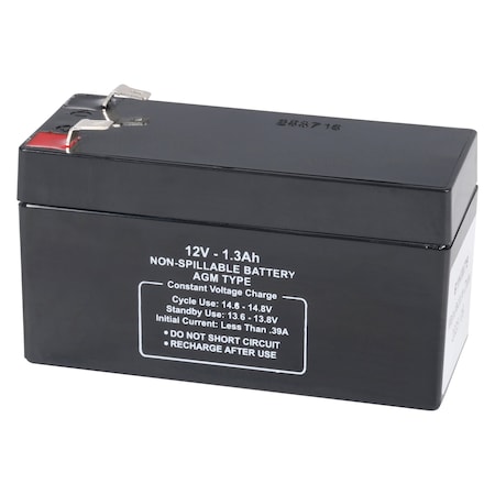 Zoro Select Sealed Lead Acid Battery, 12V, 1.3Ah, AGM 47035