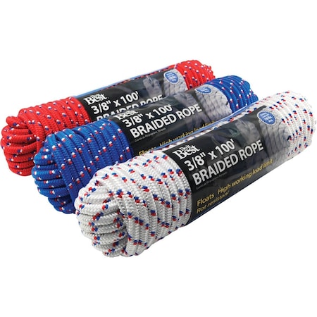 Do It Best 3/8'' x 100 Ft. Assorted Colors Diamond Braided Polypropylene Packaged Rope 703153