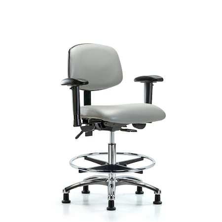 Blue Ridge Ergonomics Medium Bench Chair Chair, Vin, Med Ben, Chr Tilt AA CF Gld, Dov, Adjustable Arms, 22" to 29" Height BR-VMBCH-CR-T1-A1-CF-RG-8567