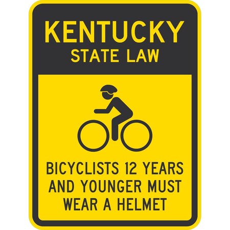 Lyle Bicyclists 12 Years and Younger Must Wear A Helmet, 18x24, Non-Reflective, Yellow G-11024-NA_18x24