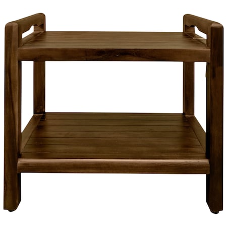 Homeroots 25" X 24" Dark Brown Solid Wood Rectangular Shower Bench With Shelf 383311