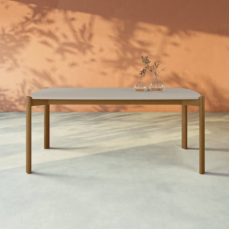 Manhattan Comfort Mid-Century Modern Gales 70.87 Dining Table with Solid Wood Legs in Greige DT-79620-OW