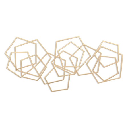 Homeroots 24" X 48" Gold Metal Abstract Lines Hanging Dimensional Sculpture 634378