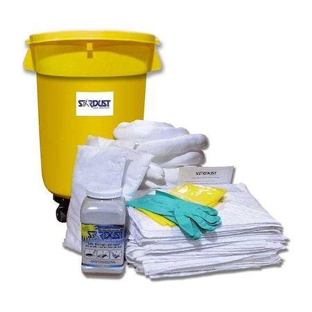 Stardust Spill Products Wheeled Spill Kit, 20 gal Volume Absorbed per Kit, 32 gal Capacity, Drum, Yellow, 60 D932PW