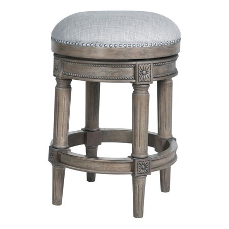 Homeroots 26" Gray Solid Wood Swivel Backless Counter Height Bar Chair 550094