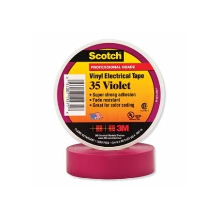 Scotch Vinyl Electrical Color Coding Tape, 35, 3/4 in W x 66 ft L, Violet 500-112716