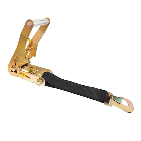 Tie 4 Safe 2'' x 12'' Fixed End w/ Ratchet and Flat Snap Hook. WLL: 1,667 LBS Black RT04CK-501S-MH03-BLK-C-1