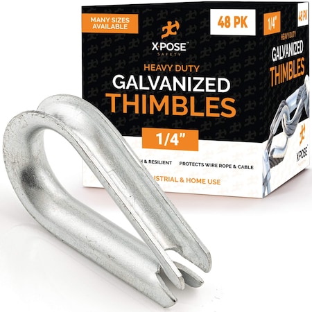 Xpose Safety Galvanized Steel Thimbles for Wire Rope, 1/4 Inch, 48PK GCT14-48-X-S