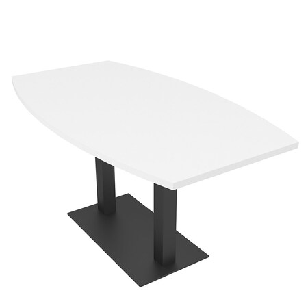 Skutchi Designs Boat Conference Table With Power, 36 in W, 60 in L, White HAR-BOT-36x60-DOU.BK-W960-NA
