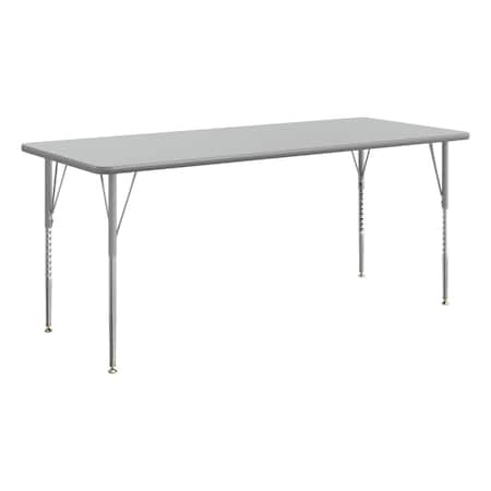 Flash Furniture Wren 72 in x 30 in Adjustable Height Activity Table, Thermal Laminate Top, Standard Legs, Gray XU-A3072-REC-GRY-T-A-GG
