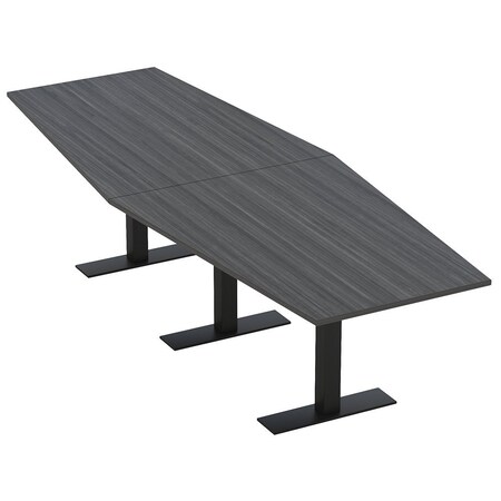 Skutchi Designs 12 Person Conference Table With Power Unit | 12' Hexagon Table | Harmony Series HAR-HEX.IR-48X144-T.BK-WA7949-NA