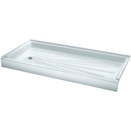 Mustee CareGiver ShowerTub 60'' Wx30''D Left Drain Shower Floor & Base in Wht 3060L