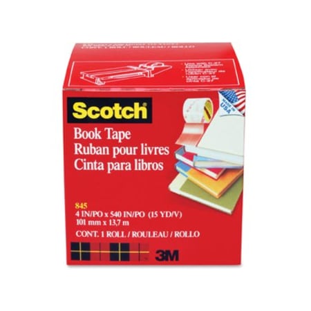 Scotch Book Tape, 3" Core Size, 4" x 15 Yards, Clear 8454