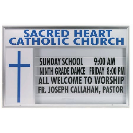 Aarco 84 in W, 50 in H, White Translucent Letterboard/Clear Satin Anodized Frame MBS5084