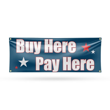 Signmission Buy Here Pay Here, 18 Inch x 48 Inch, Vinyl Banner B-30498