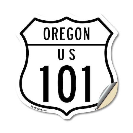 Signmission Oregon Route Marker Shield Sign Us 101, 12 Inch X 12 Inch, Vinyl Decal SHI-D-12-427