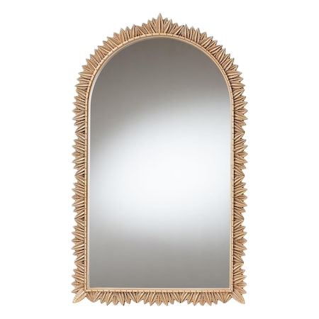 Baxton Studio Caitlin Antique Gold Finished Wood Arch Accent Wall Mirror with Carved Leaf Border 254-14109-ZORO
