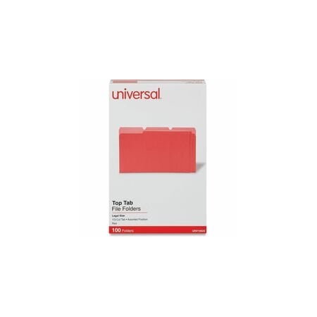 Universal Top Tab File Folder 9-5/8" x 14-3/4", Red, 100PK UNV10523