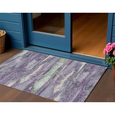 Homeroots 3' X 5' Purple And Lavender Abstract Washable Indoor Outdoor Area Rug 612545