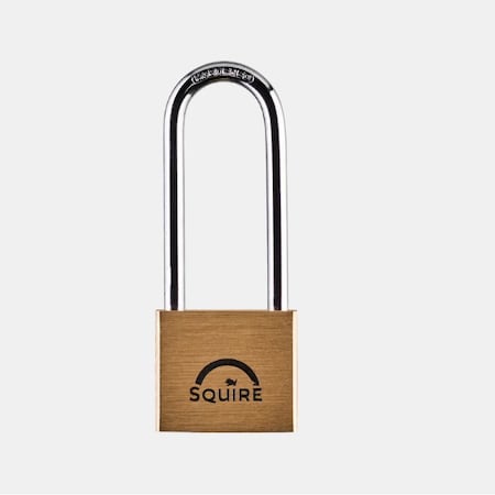 Squire Long Shackle Premium Marine Grade Brass Padlock, LN4S/2.5 SQ-LN4S/2.5