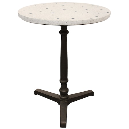 Homeroots 24" Ivory And Black Stone And Iron Round Bistro Dining Table 488591