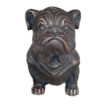 Homeroots 16in Antiqued Bronze Bulldog Outdoor Statue 523599