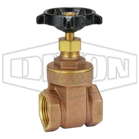 Dixon Gate Valve, 3/4 in, FNPT, Brass Body, Iron Hand wheel Actuator BGV75