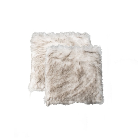 Homeroots Set of Two 17" Ivory and Brown Faux Fur Dining Chair Pads 476613