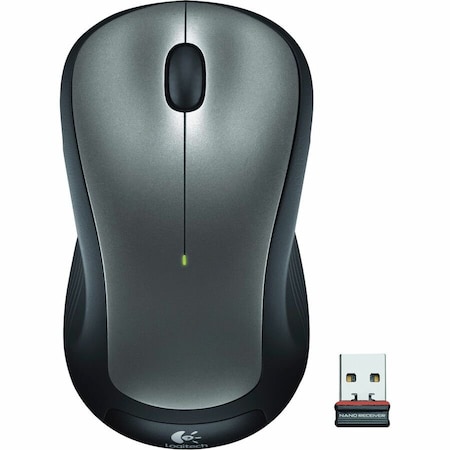 Logitech Wireless Mouse, 2.4Ghz, 2-3/8"x4-1/2"x1-1/2" , Black/Silver 910-001675