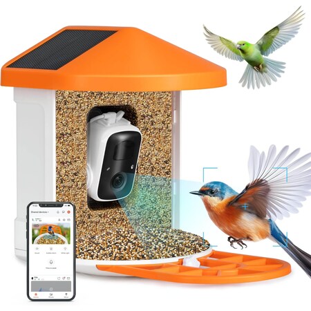 Simple Deluxe Smart Bird Feeder with Camera Solar Powered Bird Feeder with Camera HD 1080P, AI Identify Bird Spec LGBIRDFEEDCAMORG