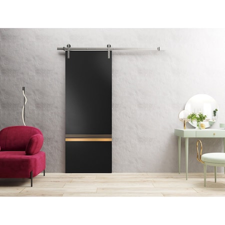 Sartodoors Sturdy Barn Door with Hardware Planum 2010 Black Solid Core Modern Interior PLANUM2010BD-S-BLK-18