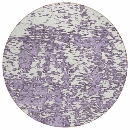 Homeroots 8' Lavender And Ivory Round Abstract Washable Indoor Outdoor Area Rug 612757