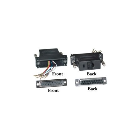 Cable Wholesale Modular Adapter, Black, DB25 Male to RJ45 31D3-3720BK