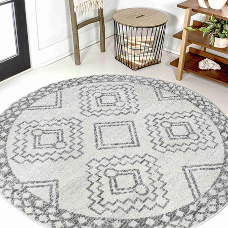 Jonathan Y Amir Moroccan Beni Souk Cream/Gray 9 ft Round Area Rug MOH200B-9R