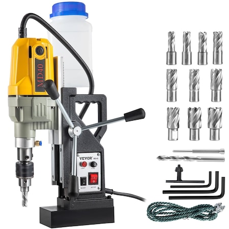 Vevor Mag Drill Press Electric Magnetic Drill 1100W 1.57" Max Diameter w/ 12 Bits VV-MD-US12