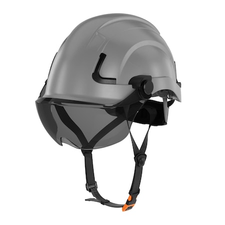 Defender Safety H2-EH Safety Helmet w/ Tinted Visor - Type 2 Class E, ANSI Z89 and EN12492 rated, Battleship Grey H2-EH-08DV