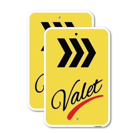 Signmission Valet Right Arrow 3, 18'' X 24'' 2 Signs, Heavy Gauge Aluminum, 2PK A-1824-2PACK-22744