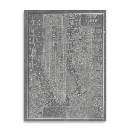Homeroots 24" x 16" Gray and White Aerial New York Map Canvas Wall Art 399013