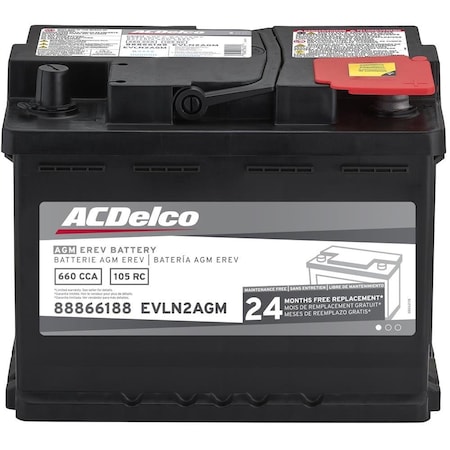 Acdelco BATTERY ASM ., Vehicle Battery, EVLN2AGM