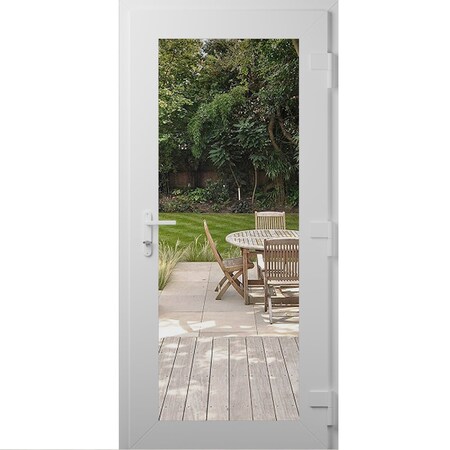 Vdomdoors Front Exterior Prehung Metal-Plastic Door Clear Glass / MANUX 8666 White Silk / Office Commercial a MANUX8666EXD-WS-W36xH80-LH-I