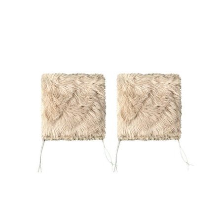 Homeroots Set Of Two 17" X 17" Taupe Faux Fur Solid Color Dining Chair Pads 476614