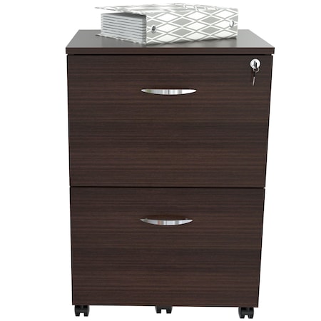 Homeroots Espresso Finish Wood Rolling Filing Cabinet 249815