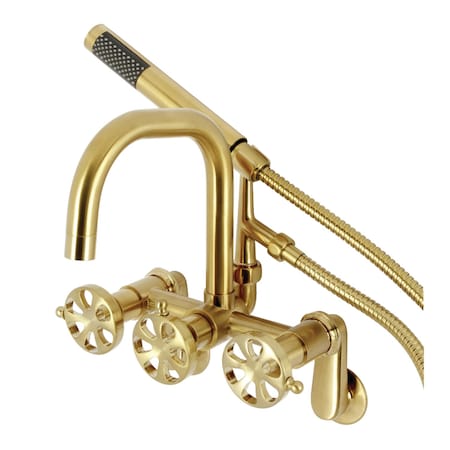 Kingston Brass Wall Mount Clawfoot Tub Faucet, Brushed Brass AE8457RX