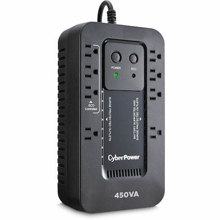 Cyberpower COMPACT STANDBY, 8 NEMA 5-15R OUTLETS, NEMA 5-15 PLUG W/5FT CORD, USB, 3 YR WTY EC450G