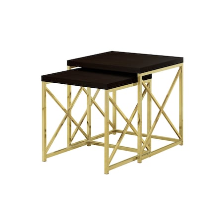 Homeroots Set of Two 41" Gold And Brown Nested Tables, 2PK 333114