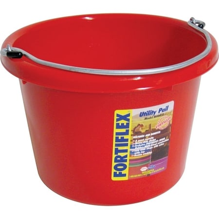 Fortex Fortiflex Utility Pail, 8 qt Volume, Fortalloy Rubber Polymer, Red N4008R