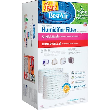 Bestair Best Air Replacement Floor Humidifier Wick Filter, 2PK H75-2PK-PDQ-2